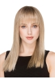 20''Long Blonde Straight Monofilament Human Hair Women Wigs