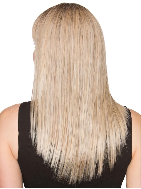 20''Long Blonde Straight Monofilament Human Hair Women Wigs