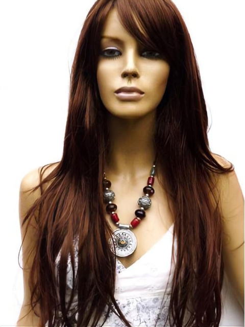 Ideal Auburn Straight Lace Front Remy Human Hair Long Women Wigs