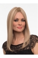 16'' Long Straight Monofilament Blonde Human Hair Women Full Lace Wigs