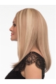 16'' Long Straight Monofilament Blonde Human Hair Women Full Lace Wigs