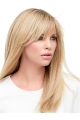  18" Long Straight With Bangs 100% Hand-Tied Mono Top Human Hair Women Wigs