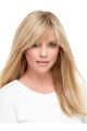  18" Long Straight With Bangs 100% Hand-Tied Mono Top Human Hair Women Wigs