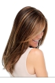 No-fuss 18"Long Straight Without Bangs Mono TOP Synthetic Women Wigs