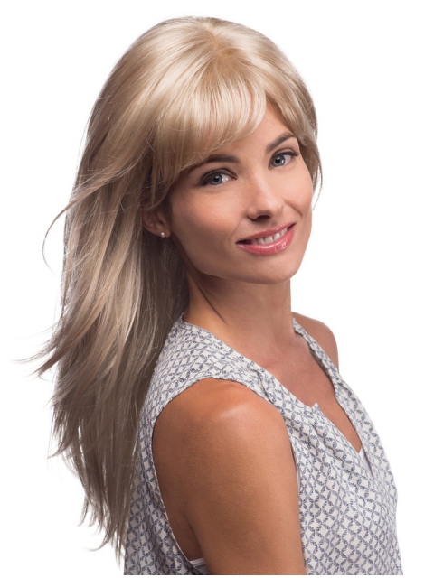 18'' Long Straight Blonde 100% Hand Tied Mono Synthetic Women Wigs