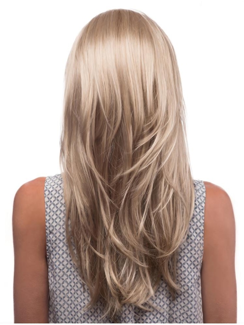 18'' Long Straight Blonde 100% Hand Tied Mono Synthetic Women Wigs