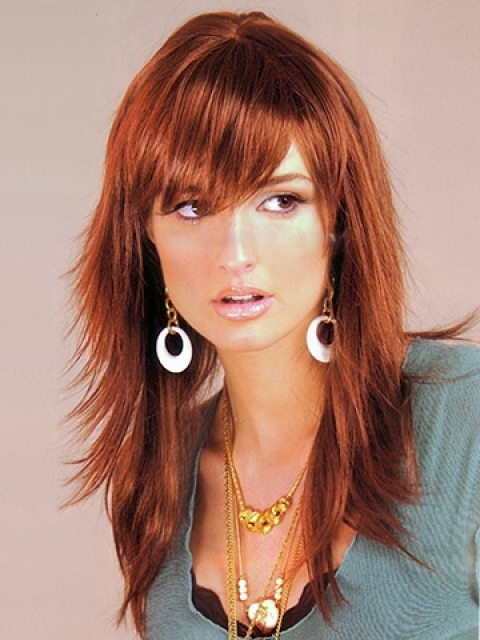 Auburn Layered Straight Capless  Long Synthetic Women Wigs