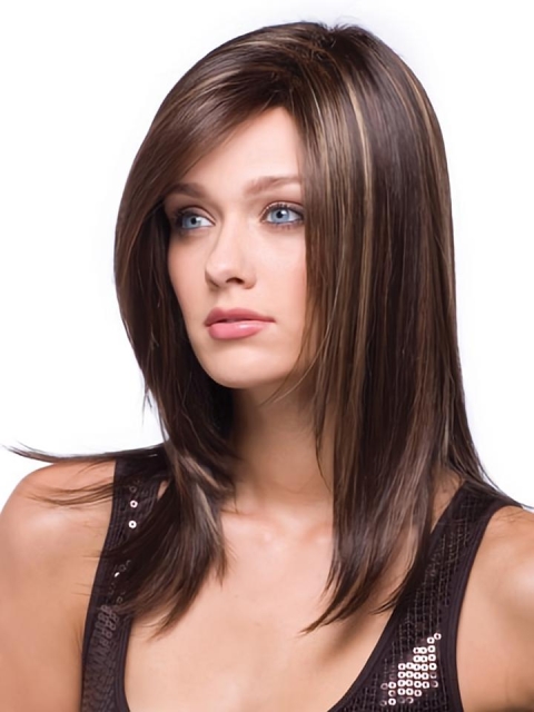 Gentle Auburn Capless Long Straight Synthetic  Women Wigs