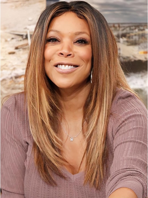  20 Inch Long Straight Lace Front Remy Human Hair Wendy Williams Inspired Celebrity Two Tone Women Wigs