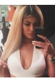 16'' Long New Design Straight Lace Front Blonde Without Bangs Synthetic Women Kylie Jenner Wigs