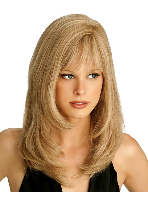 Popular 18'' Long Straight Blonde Monofilament Top 100% Hand-Tied Remy Human Hair Women Wigs