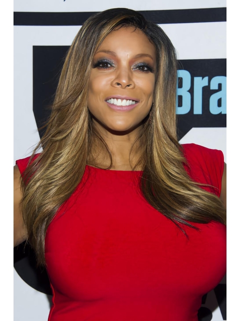 22'' Long Straight Layered Blonde Lace Front Wendy Williams Human Hair Women Wigs