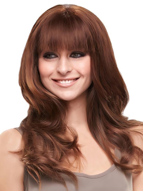 18'' Long Wavy Fashion Auburn Monofilament Lace Front Remy Human Hair Women Wigs