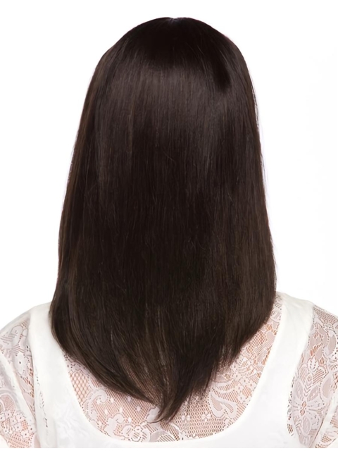 16'' Suitable Capless Brown Straight Long Human Hair Women Wigs