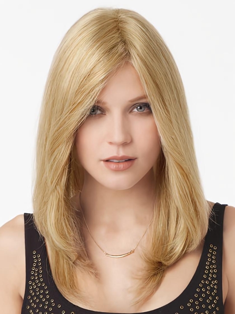 Cool Blonde Straight Monofilament Lace Front Long Human Hair Women Wigs