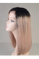 14'' Long Straight Ombre Color Customized Full Lace  Lob Full Blunt Ends Human Hair Women Wig