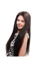 26'' Sleek Black Straight 100% Hand-Tied Mono Top Lace Front Remy Human Hair Women Wigs