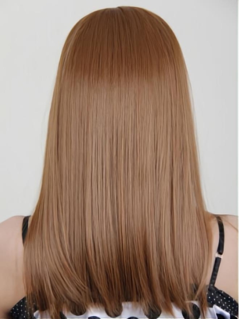 18'' Long High Quality Auburn Capless Straight 100% Remy Human Hair Women Celebrity Wigs