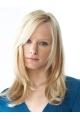 14'' Good Long Straight Blonde With Bangs 100% Hand-Tied Mono Top Lace Front Remy Human Hair Women Wigs