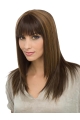 Capless Sleek Brown Straight Long Human Hair Women Wigs