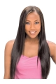 22'' Elegant Black Straight Long Glueless Lace Front Heat Friendly Synthetic Women Wigs