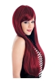 24 Inches Long Straight With Bangs Lace Front Smooth Red Synthetic Women Wigs