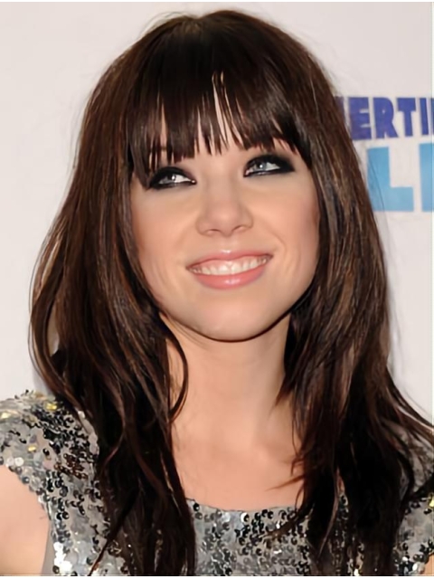 16" Long Stragiht Brown Capless Carly Rae Jepsen Synthetic Women Wigs