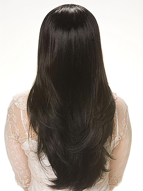 Capless Black Straight Faddish Long Human Hair Women Wigs