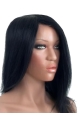 14'' Fashionable Black Straight 100% Hand-Tied Mono Top Long Human Hair Women Wigs