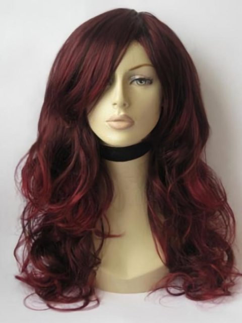 24'' Long Shining Red Straight Capless  Heat Friendly Synthetic  Women Cheryl Cole Wigs