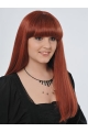 22'' Comfortable Red Straight 100% Hand-Tied Mono Top Long Human Hair Women Celebrity Wigs