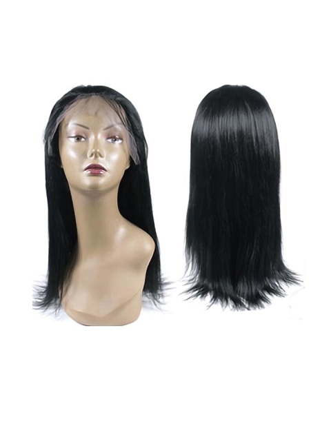 14'' Long Stylish Black Straight Full Lace Remy Human Hair Women Wigs