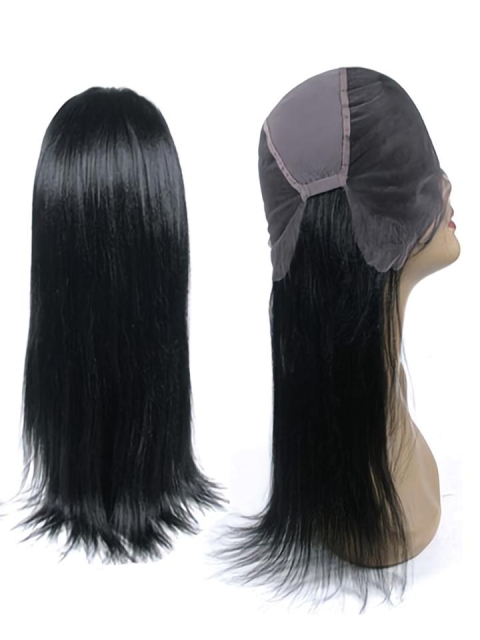 14'' Long Stylish Black Straight Full Lace Remy Human Hair Women Wigs