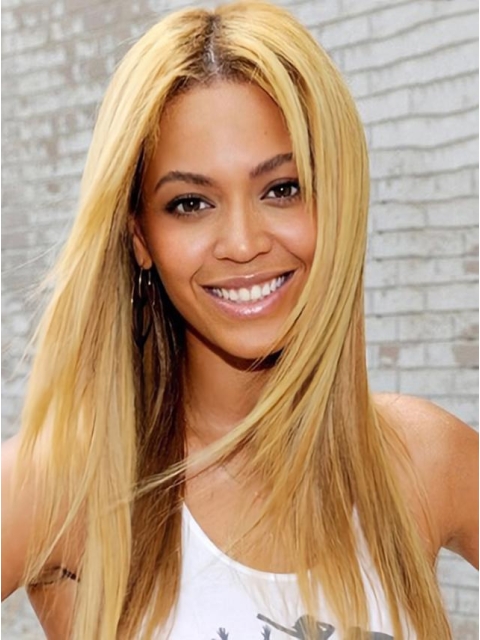 20'' Bright and Blonde Long Straight Lace Front Beyonce Knowles Remy Human Hair Women Wig