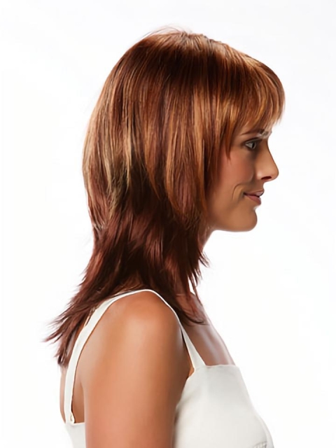 Traditional Brown Capless Straight Synthetic  Long Women Wigs