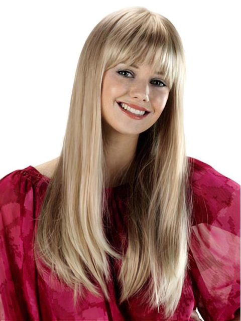 Beautiful Blonde  Capless Straight Long Synthetic Women Wigs