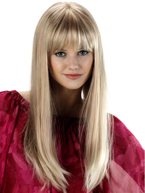 Beautiful Blonde  Capless Straight Long Synthetic Women Wigs