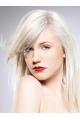 16'' Young Fashion Platinum Blonde With Side Bangs Capless Shoulder Length Synthetic Women Wigs