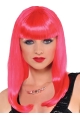 16 Inches Long Straight  Red Pink Straight Lace Front Synthetic Women Wigs