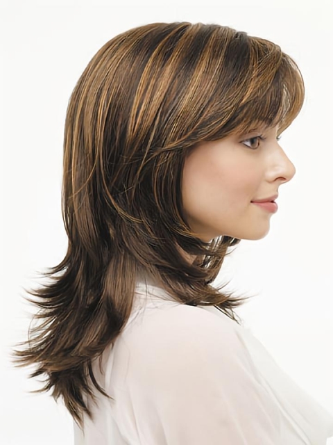 Monofilament Lace Front Straight Shoulder Length Synthetic Affordable Long Women Wigs