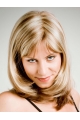 14'' Beautiful Straight Shoulder Length Capless Blonde With Bangs Fantastic Synthetic Women Wigs