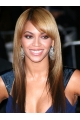 20 '' Long Straight Layered with Bangs Full Lace100% Human Hair Women Beyonce Knowles Wigs