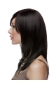 16'' Long Straight 100% Hand-Tied Mono Top Black Remy Human Hair Women Wigs