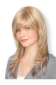 16'' Excellent Long Straight With Bangs monofilament Beautiful  Blonde Synthetic Women Wigs