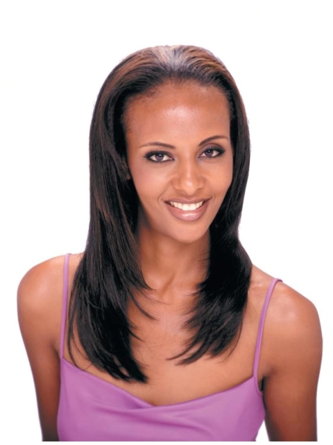 Preferential Brown Straight Capless Long Human Hair Wigs & Half  Women Wigs