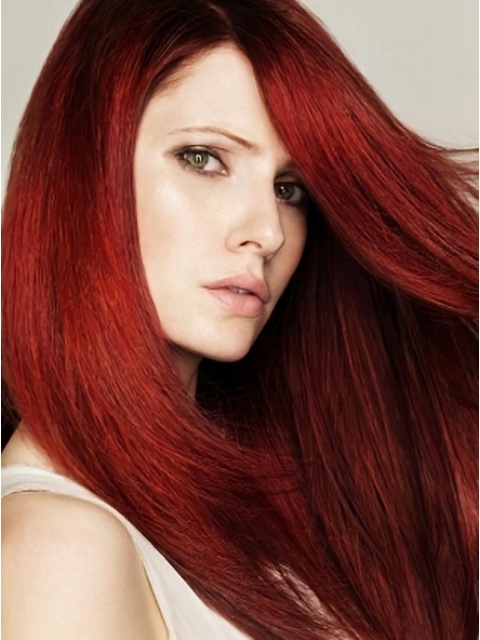 20'' beautiful Straight Long Mono top Dark Red Synthetic Women Wigs