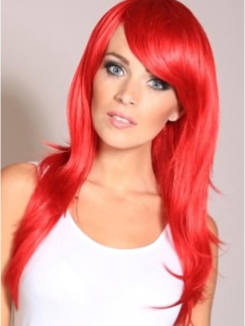 20'' Red Long Straight Lace Front Synthetic Women Wigs