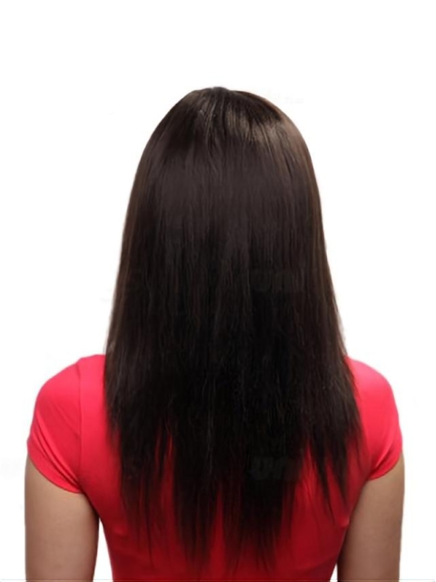 20'' Polite Auburn Straight 100% Hand-Tied Mono Top Remy Human Hair Long Women Wigs