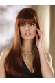 22'' Perfect Auburn Straight With Bangs Monofilament Lace Front Synthetic Long Women Wigs