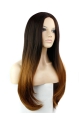 24 Inch Straight Without Bangs  Lace Front 100% Remy Human Hair Ombre Women Wigs